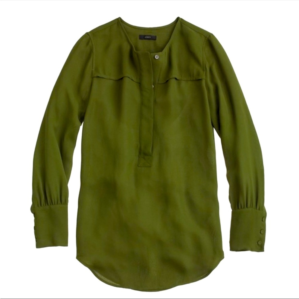 J.crew olive green covered button crepe tunic /8/ - Picture 1 of 7